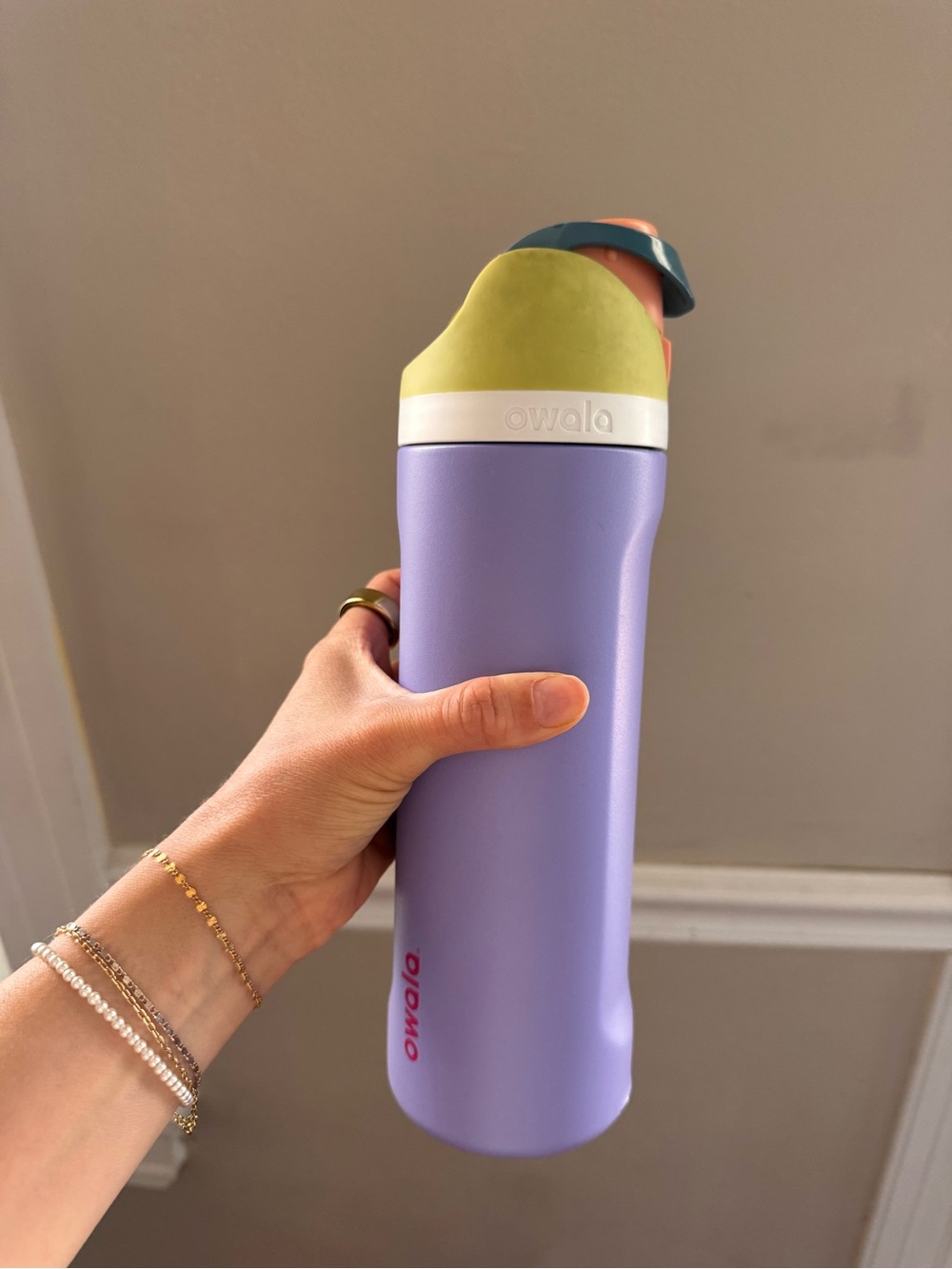 Owala Lavender Travel Bottle with Colorful Flip Lid